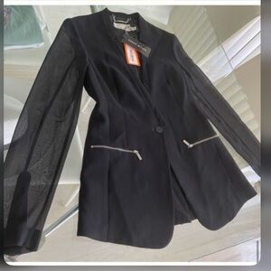 NEW! KAREN MILLEN black blazer Sz US 2 REISS Simkhai IRO